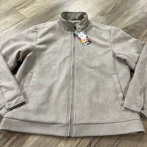 Robert Graham Vegan Suede Bomber Jacket Zip Front Taupe Mens Large MSRP $248 NWT